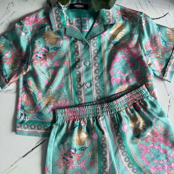 Versace Kids Underwater Barocco Set – Silk Shirt & Shorts – 100% Silk – New Coll - Picture 1 of 10